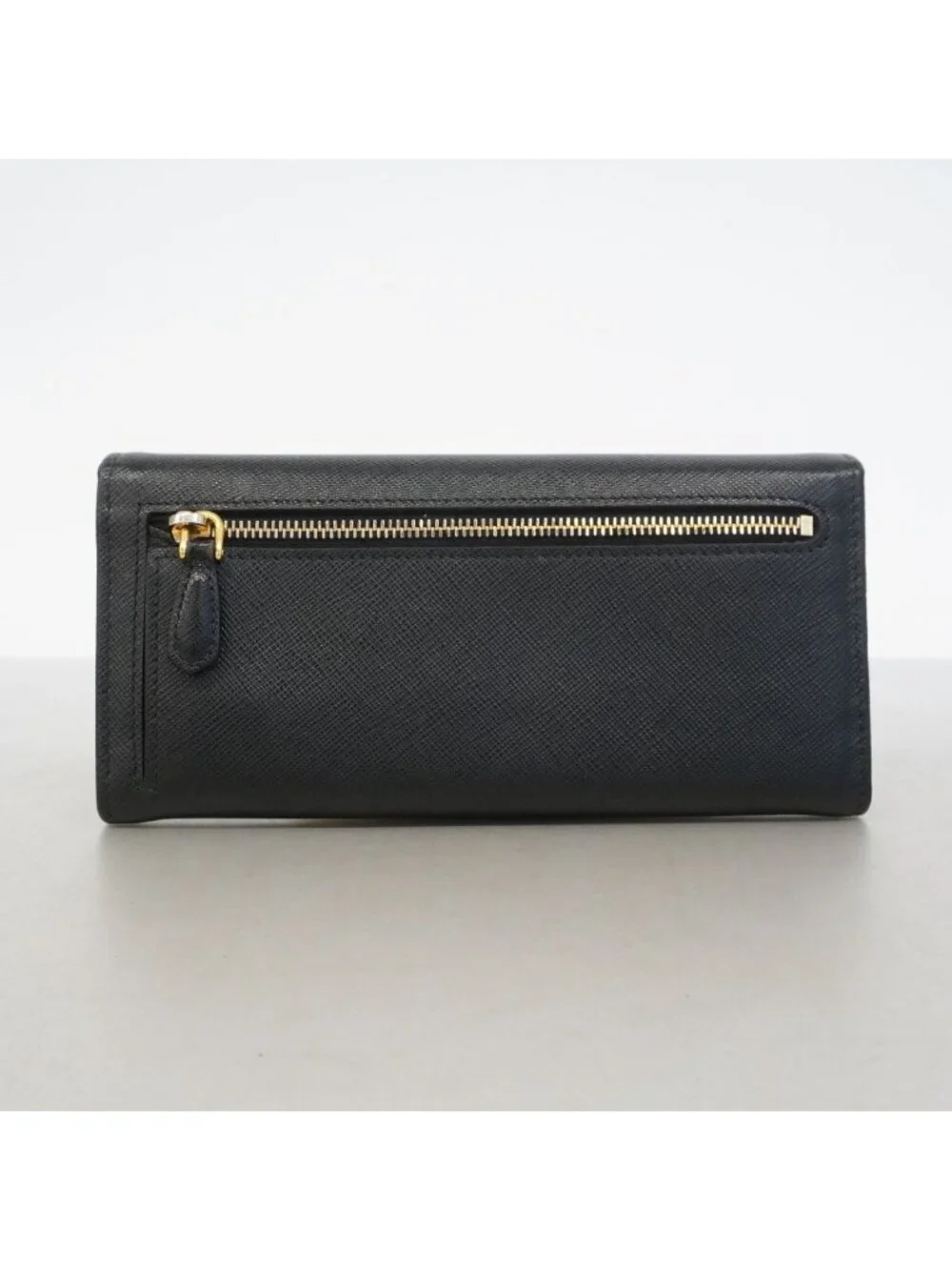 Prada Wallet Saffiano Leather Black Gold